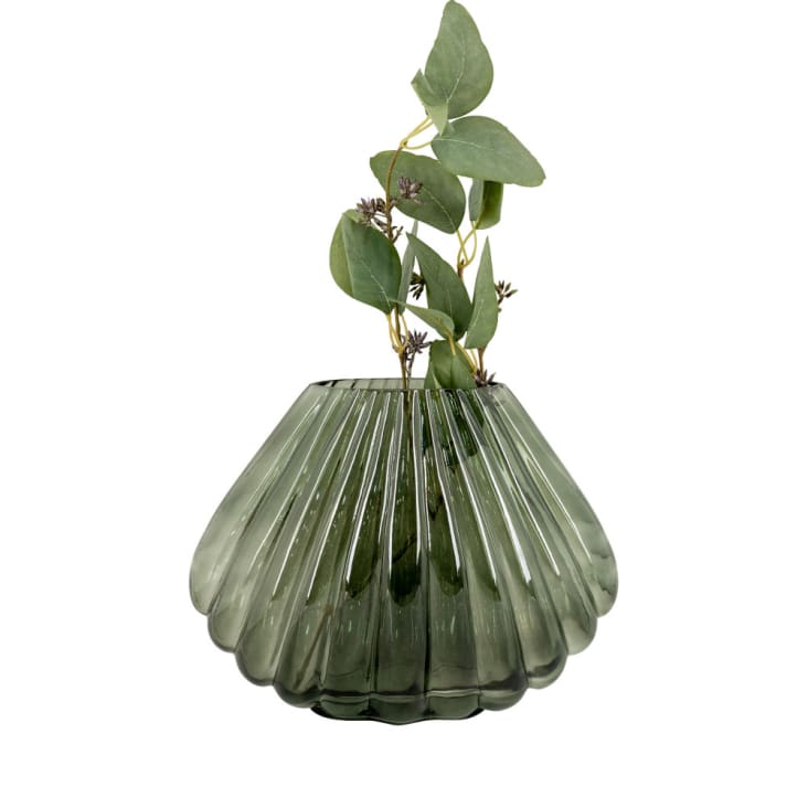 Vase en verre H22cm vert-Palma cropped-2