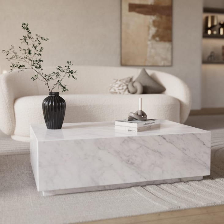 Tavolini Marmo Tavolino Rettangolare In Marmo Bianco Izaé Maisons