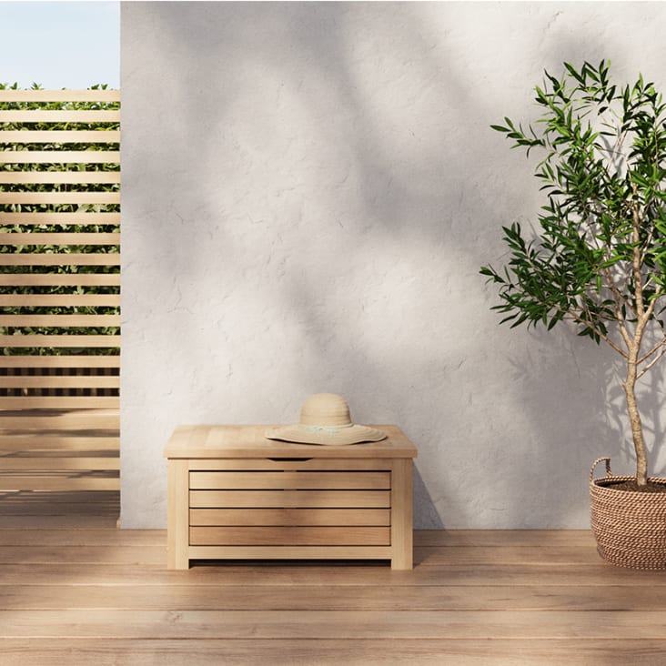 Coffre de jardin TERA en bois d'acacia 90x45x50 cm