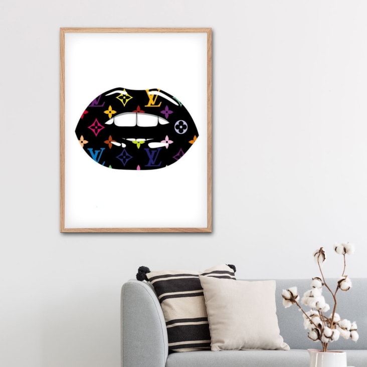 Poster con cornice in rovere - Lèvres Vuitton - 50x70 MODA