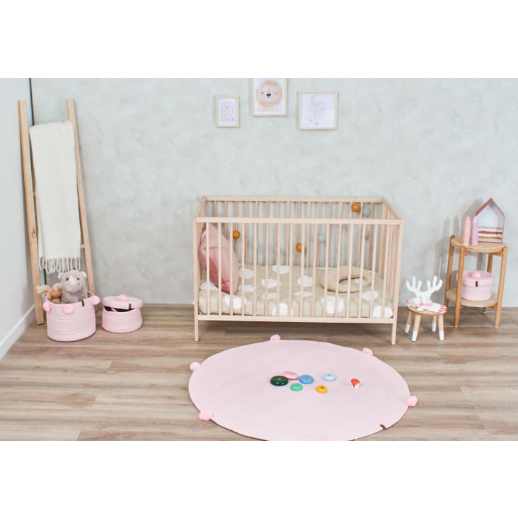 Tappeto rotondo per bambini fatto a mano con effetto juta rosa - D120 CALI