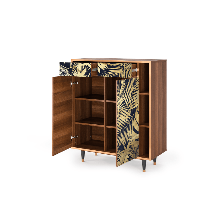 Credenza blu e gialla 2 cassetti e 2 ante L 94 cm JUNGLE VIBES