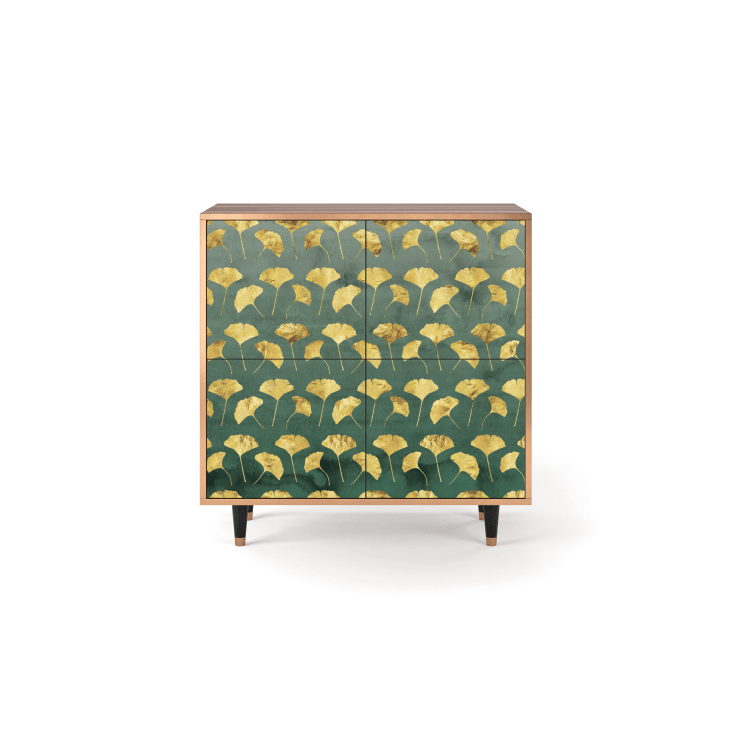 Sideboard grün und gelb mit 4 Türen L 94 cm GINGKO LEAVES | Maisons du ...