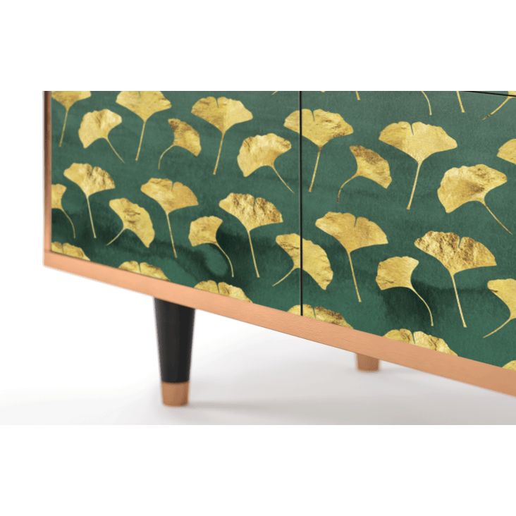 Sideboard grün und gelb mit 4 Türen L 94 cm GINGKO LEAVES | Maisons du ...