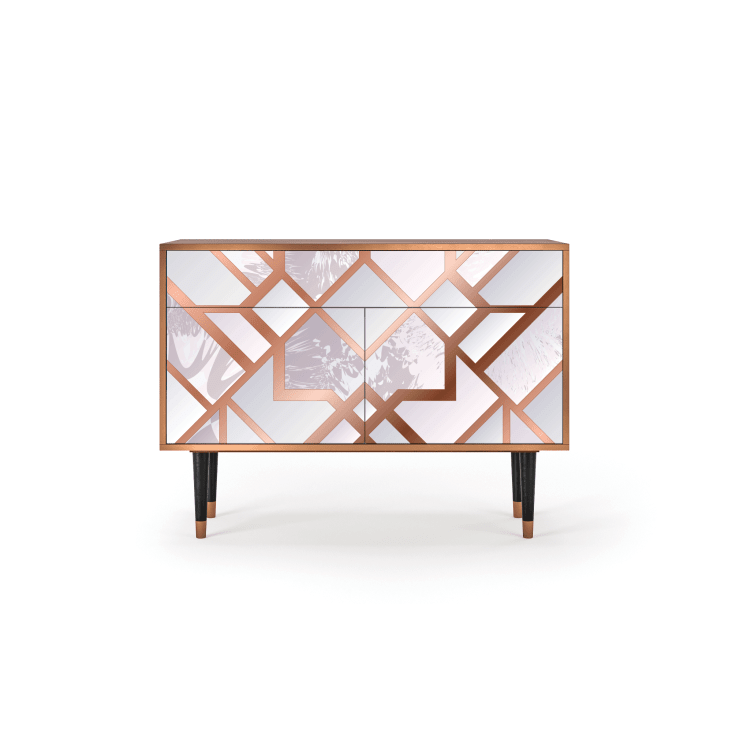 Buffet Vintage Rose Pastel Laqué – Artisanal – 120 Cm – 2 Portes 3 Tiroirs