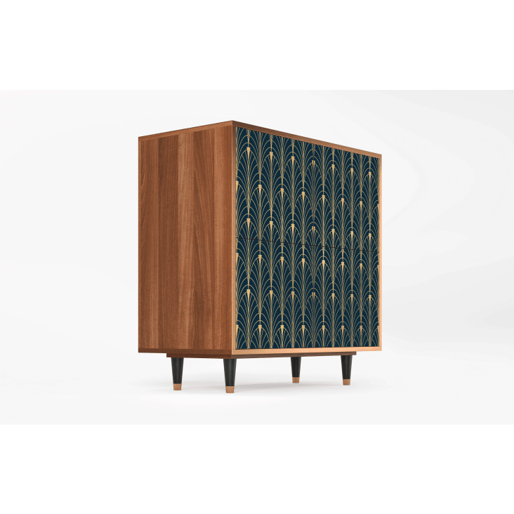 Credenza blu e gialla 4 porte L 96 cm FLOWER OF THE NILE Maisons du Monde