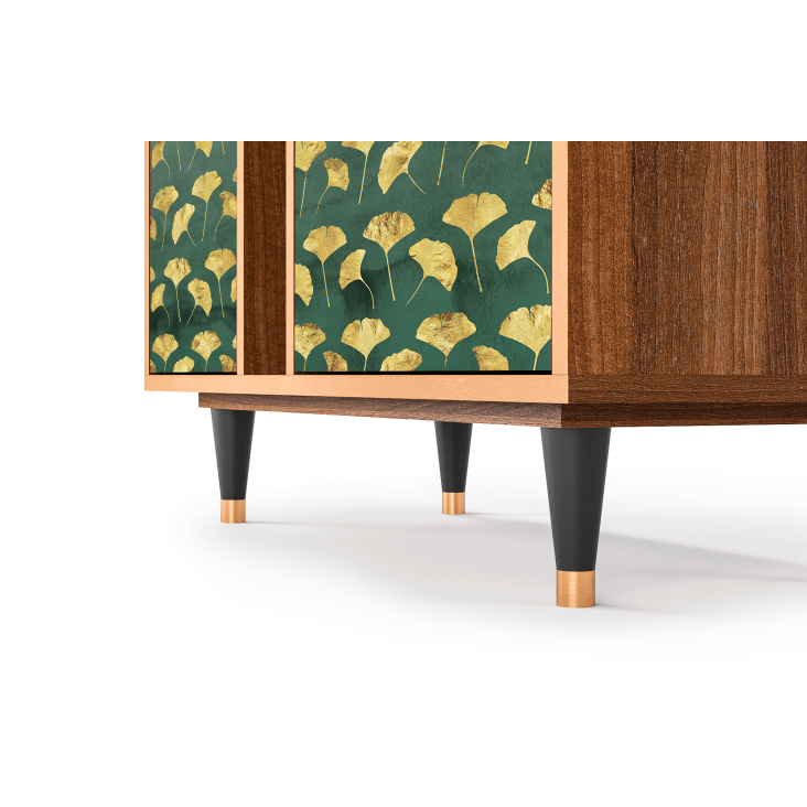 Sideboard grün und gelb mit 3 Türen L 94 cm GINGKO LEAVES | Maisons du ...