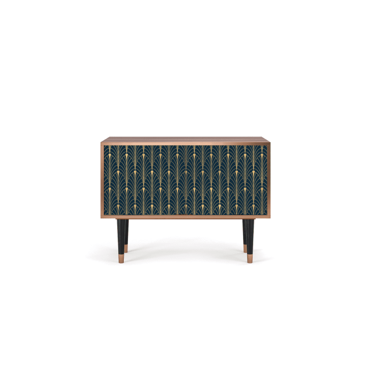 Credenza bassa blu e gialla 2 porte L 94 cm FLOWER OF THE NILE