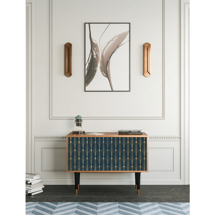 Credenza bassa blu e gialla 2 porte L 94 cm FLOWER OF THE NILE Maisons du Monde
