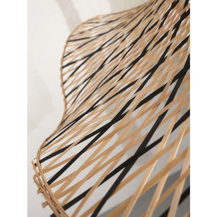 Plafonnier Bambou Ibiza - Naturel 65x65cm Forme Ondulée