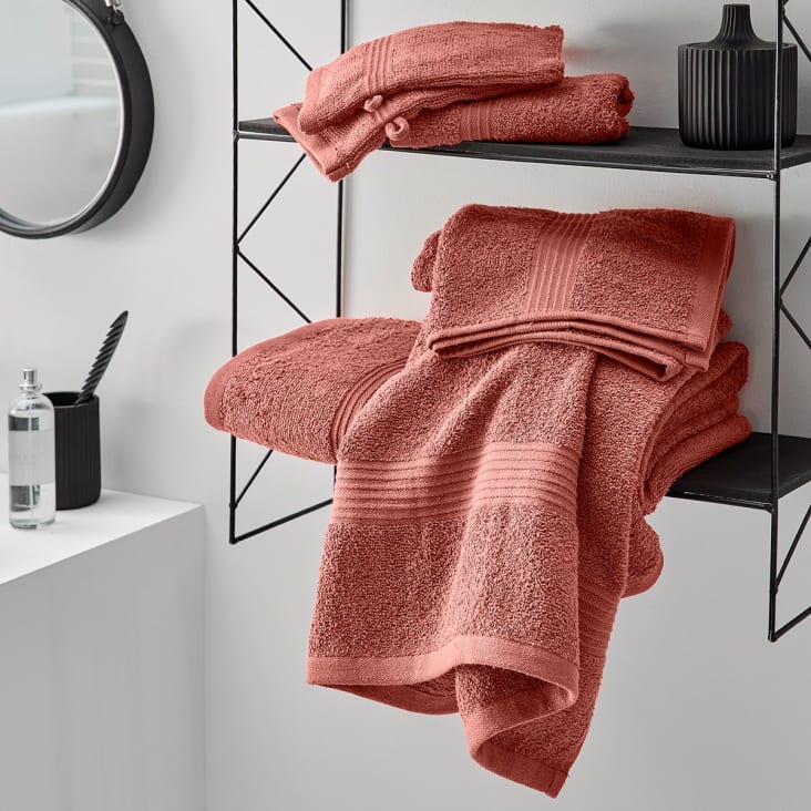 Maxi drap de bain uni en coton rouge 90x150-Mevak baño cropped-3