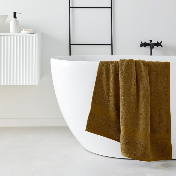 Maxi drap de bain uni en coton bronze 90x150-Mevak baño cropped-2