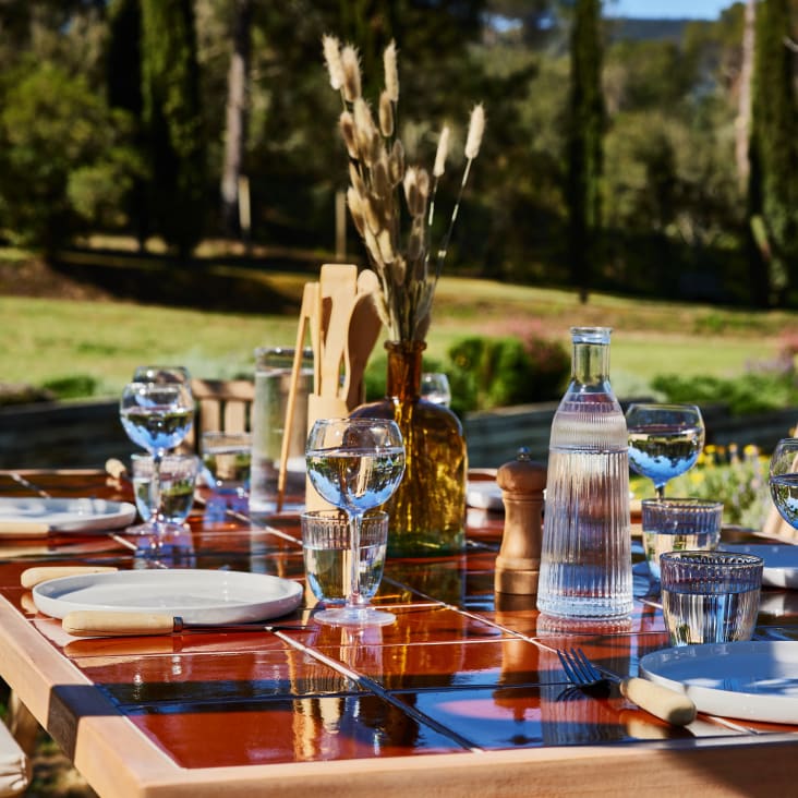 Conjunto de jardín mesa redonda 150 y 6 sillas cuerda beige - Riviera &  Sicilia