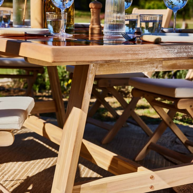 Set da pranzo da giardino tavolo in terracotta in legno e ceramica