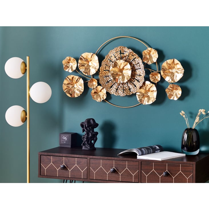 Juego de 4 espejos dorados para decoración de pared, pequeños círculos de  flores, espejos decorativos dorados para colgar en la pared, espejo de