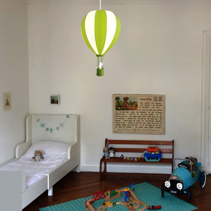 Lampada a sospensione per bambini Mongolfiera Verde 46 cm