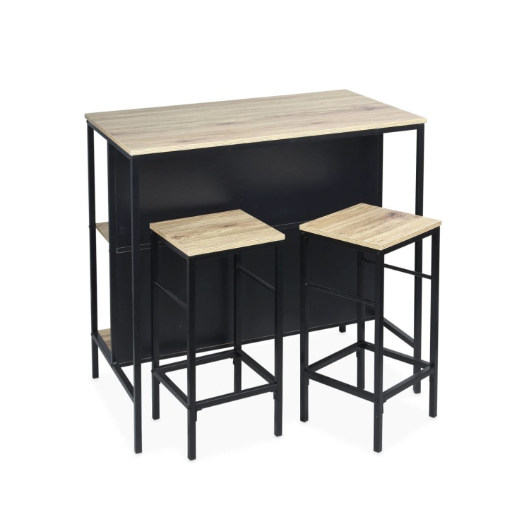 Set tavolo alto rettangolare LOFT con 4 sgabelli da bar, arredamento in  acciaio e legno, incasso, design
