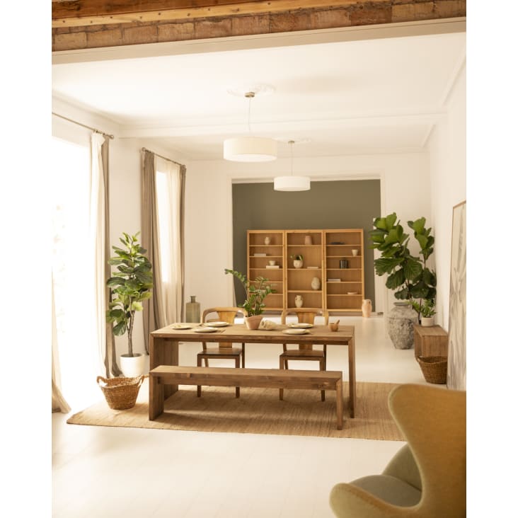 Panca Ingresso In Legno E Rattan - Chairus Panca Da Pranzo O Ottomana Per Cucina, Soggiorno, Ingresso - Foto 7