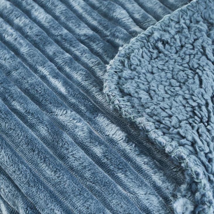 Manta de pelo de franela y sherpa azul de 220x240 cm