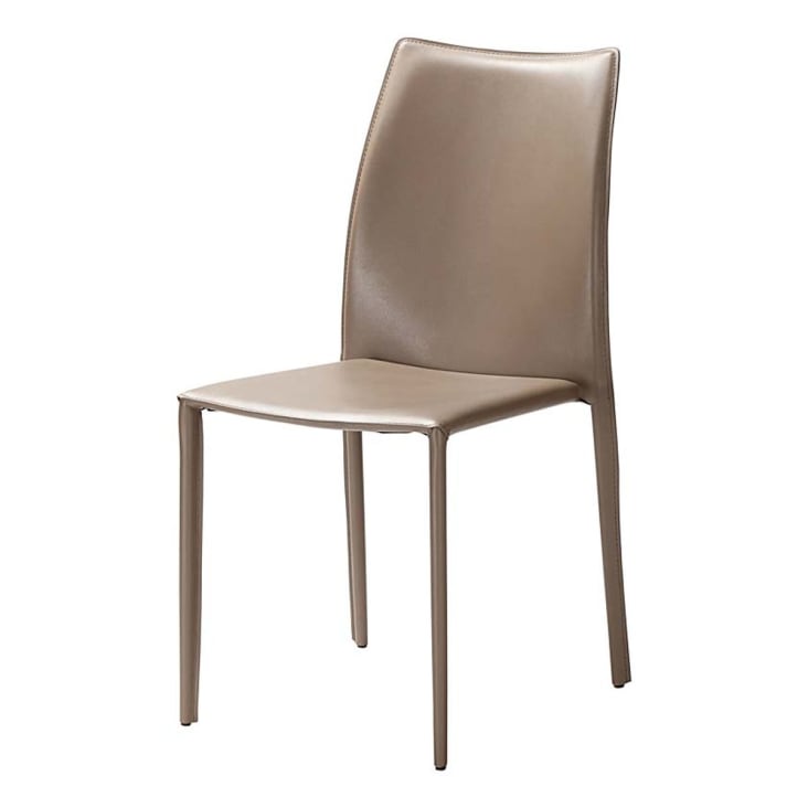 Chaise de repas en cuir reconstitué sable-Solène cropped-5