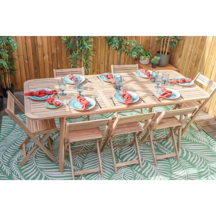Ensemble table de jardin extensible 6/8 personnes + 8 chaises pliantes-Sydney cropped-8