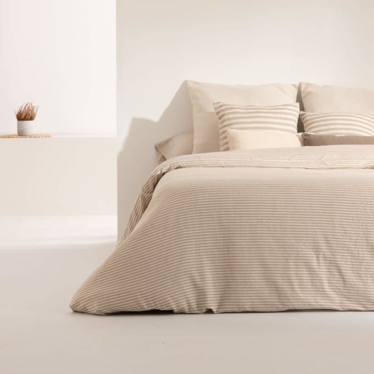 Funda nórdica de lino, algodón y poliéster gris 150/160(240x220 cm) JÁVEA  GRANDE GRIS CLARO