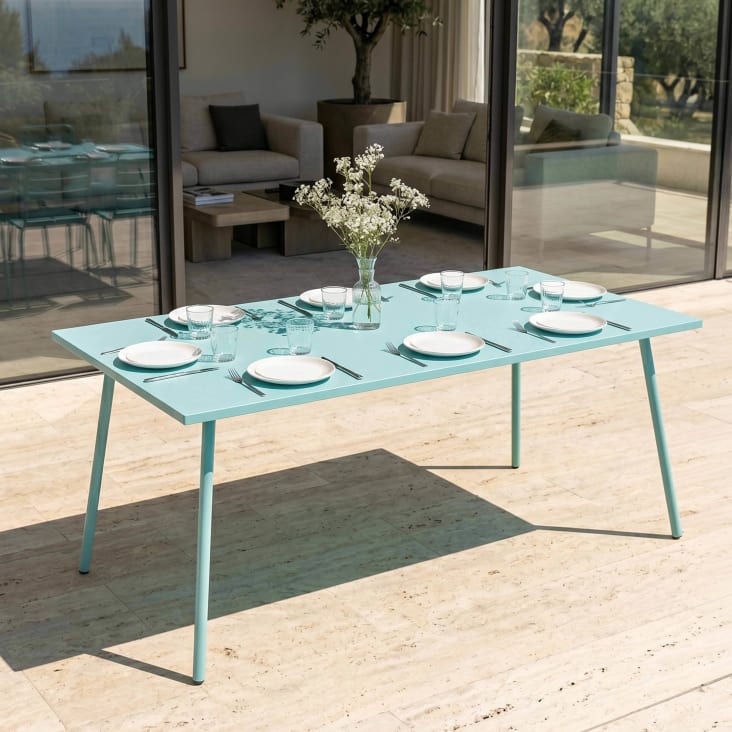 Plastifizierte Tischdecke „Loneta Fiori“ – Für 6–12 Personen, In Türkis (SaRani)