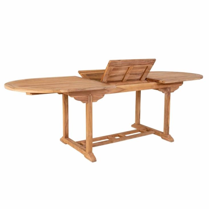 Table à manger de jardin extensible en teck 180-240x90cm bois clair-Salamanca cropped-2