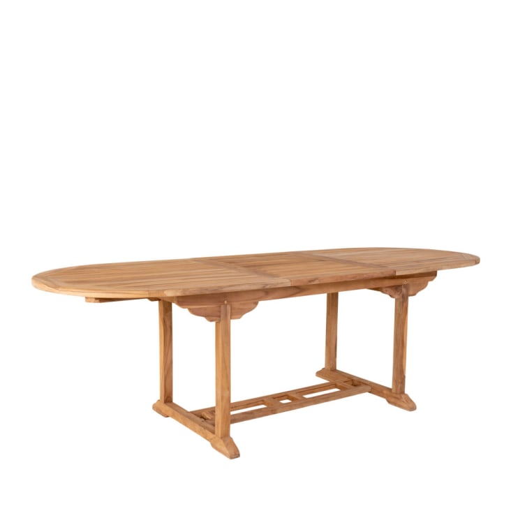 Table à manger de jardin extensible en teck 180-240x90cm bois clair-Salamanca cropped-5