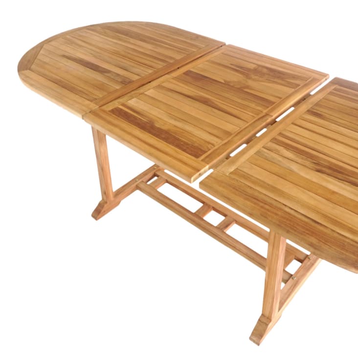 Table à manger de jardin extensible en teck 180-240x90cm bois clair-Salamanca cropped-7