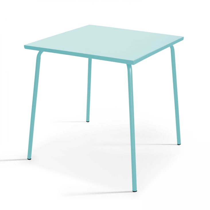 Table de jardin carrée en métal turquoise 70cm-Palavas