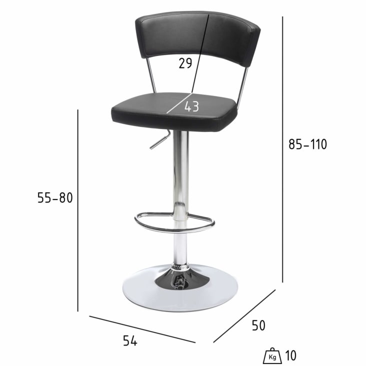 Set di 2 Sedie da bar in similpelle nera H80 PREBEN