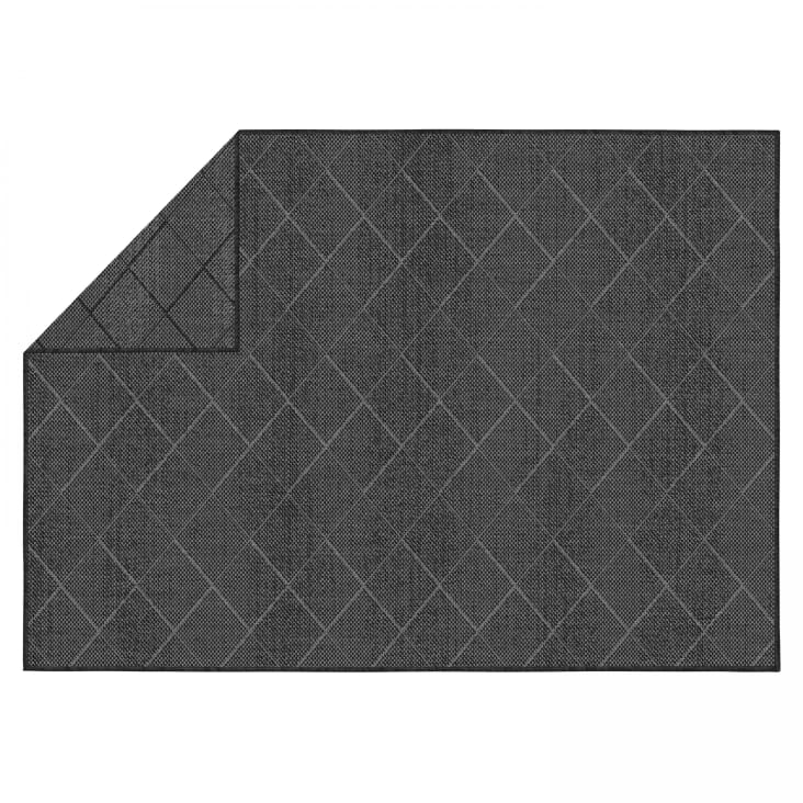 Tapis d'extérieur rectangulaire à motifs noir double-face | Oviala
