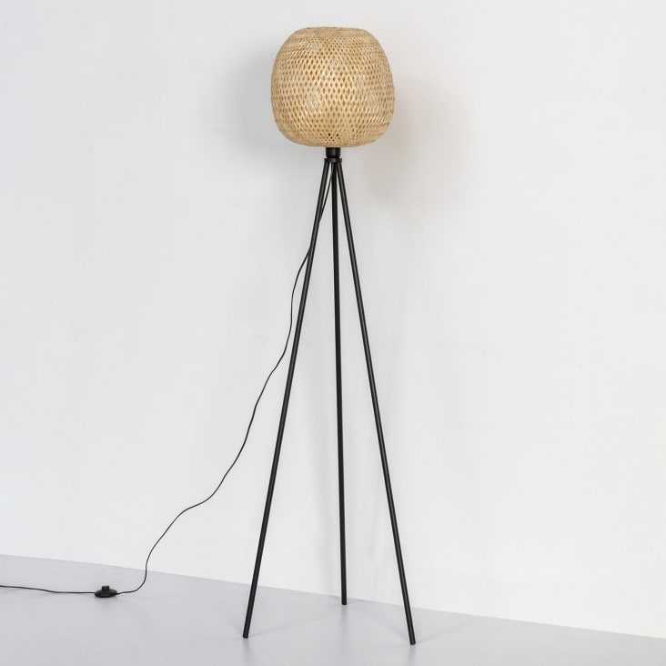 Lámpara de pie de Bambú, altura 166,5 cm-HIKARI cropped-3