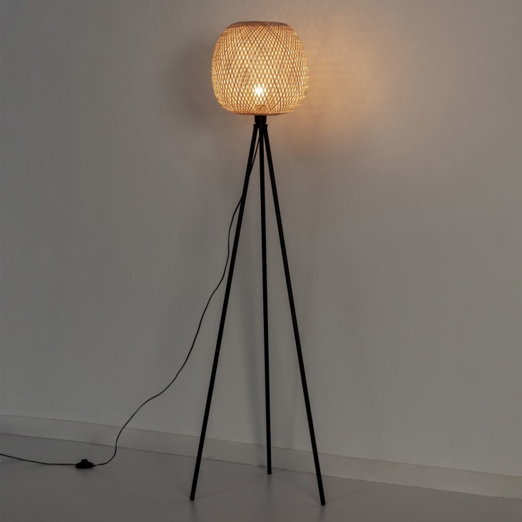 Lámpara de pie de Bambú, altura 166,5 cm-HIKARI cropped-4