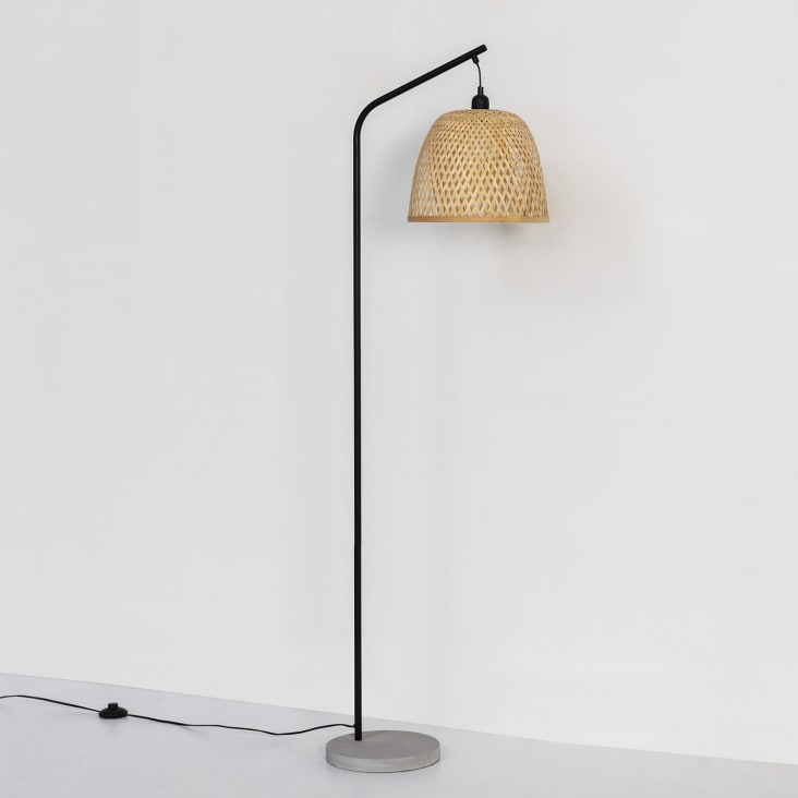 Lampada Da Terra Batumi In Bambù - Design Scandinavo, Altezza 55 Cm, Attacco E27, Senza Lampadina - Foto 6