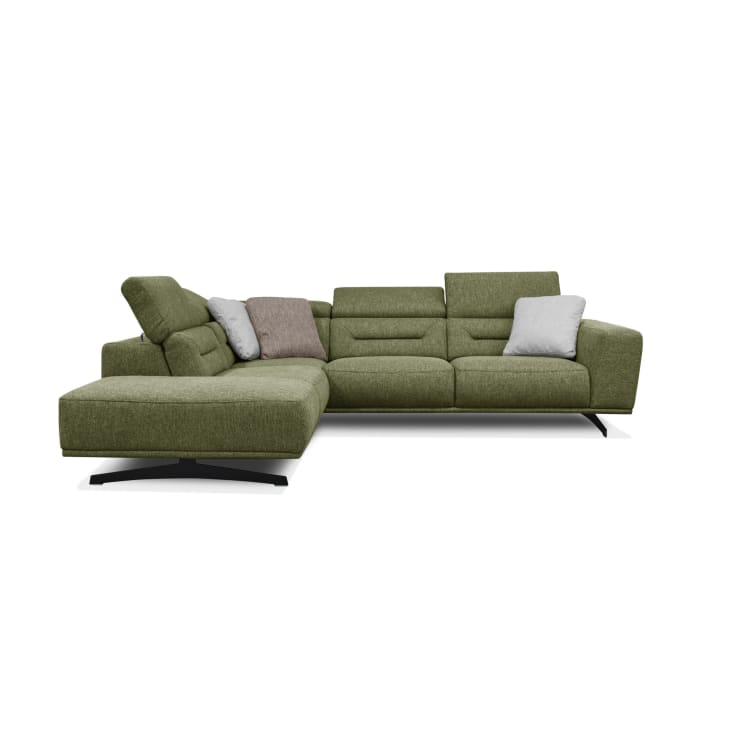 Canapé d'angle gauche 5 places tissu vert-Lucano
