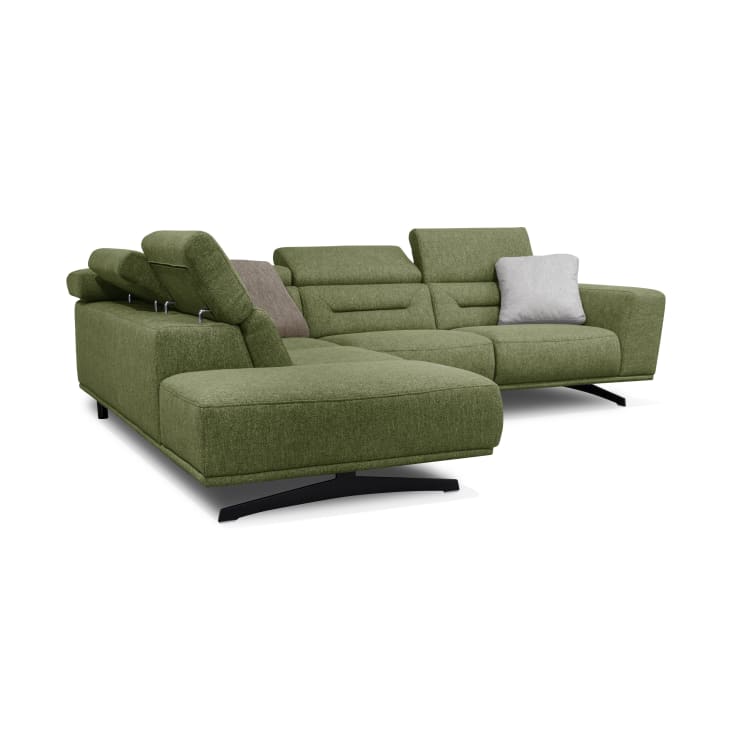 Canapé d'angle gauche 5 places tissu vert-Lucano cropped-4