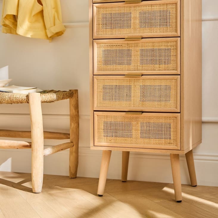 Cassettiera In Rattan 6 Cassetti - Mobile Organizer Per Camera Da Letto O Soggiorno - Foto 10