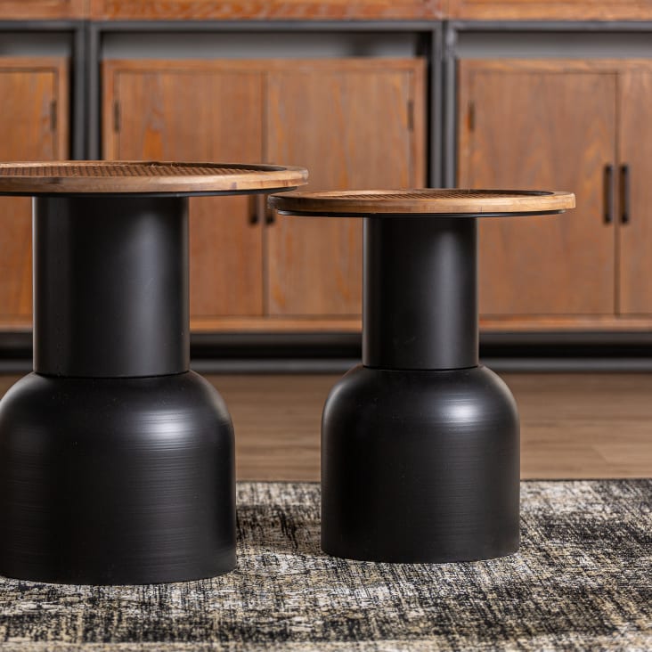 Tavolo di Servizio in Legno di Abete, colore Nero , 40x40x47 cm MEYSSE