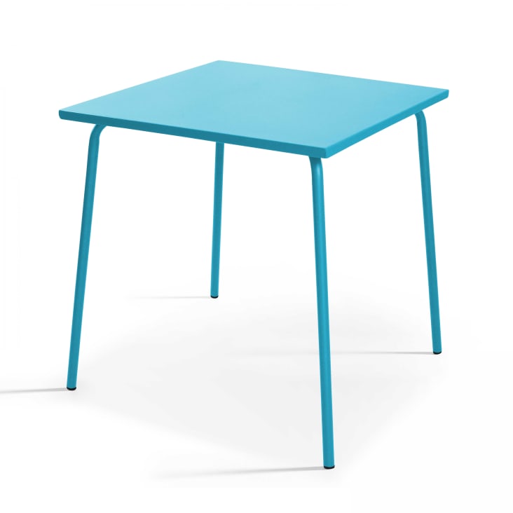 Ensemble table de jardin et 4 chaises en métal bleu-Palavas cropped-2