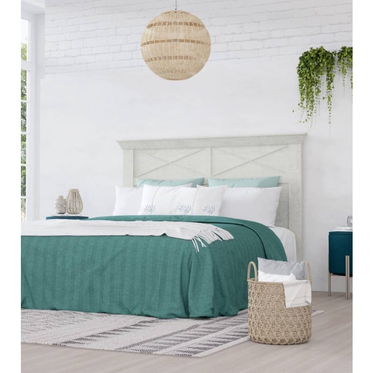 Cabecero de cama 160 cm en pino andersen y detalles grises JANA