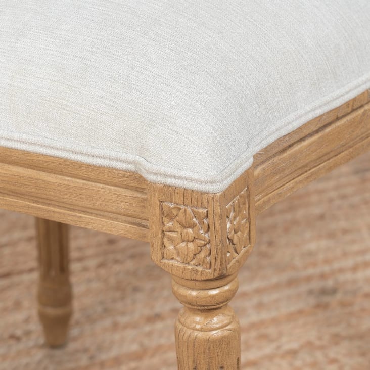 Separar travesura Lamer Silla de ratán y madera con asiento tapizado en color crudo ROUNDED |  Maisons du Monde