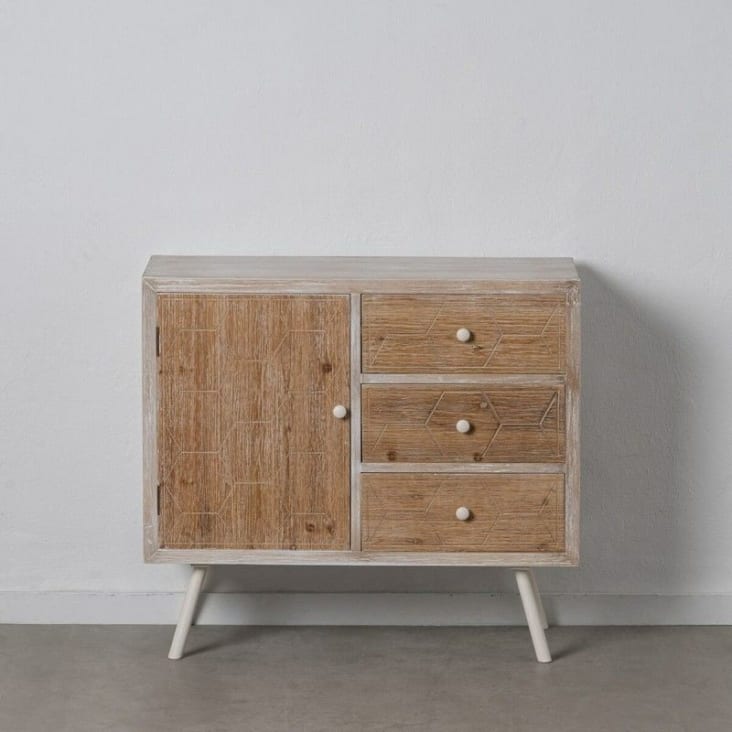 Mueble recibidor acabado madera blanca, madera de pino