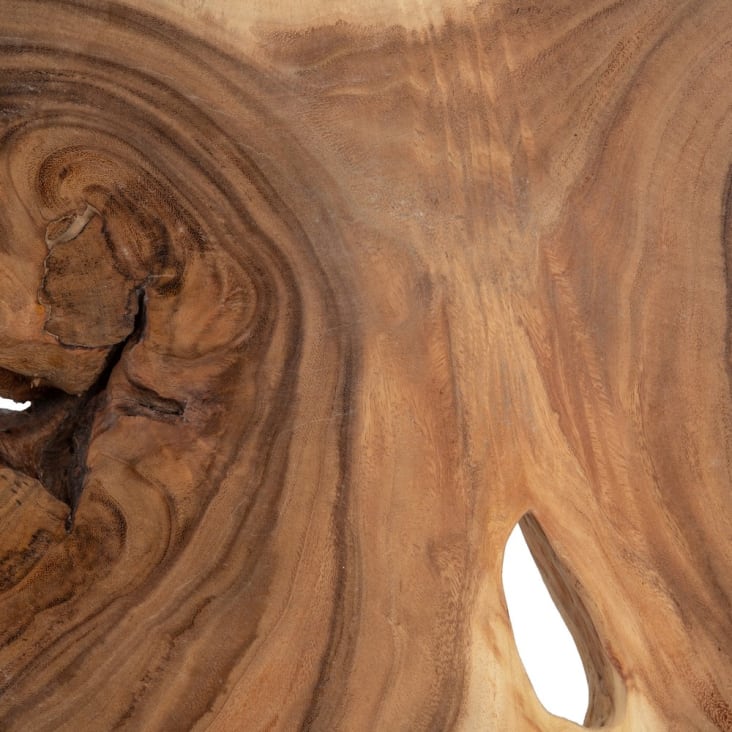 Mesa auxiliar redonda tronco madera mungur natural