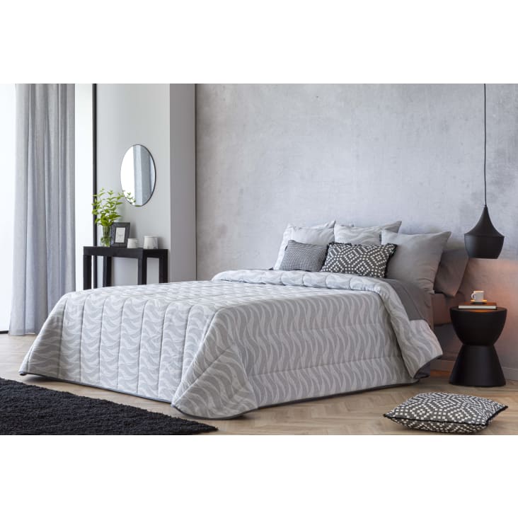Colcha jacquard verano cubrecama entretiempo cama 90 cm gris OLIVA