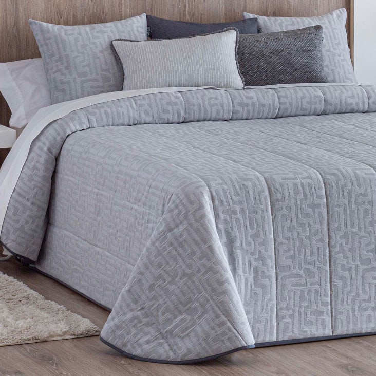 Colcha Edredón acolchada jacquard gris cama 135 (135x225+50 cm