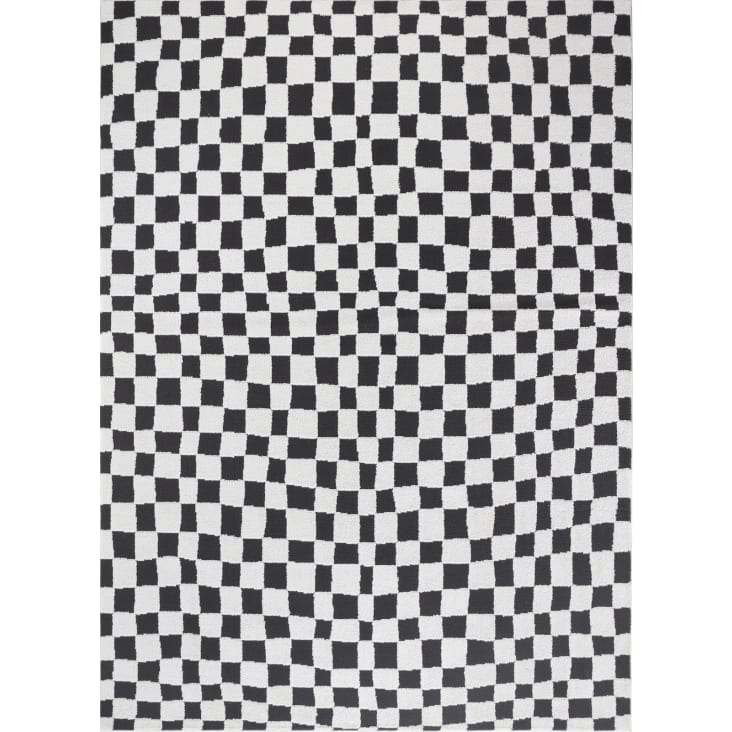 Alfombra escandinava a cuadros negro/blanco 160x213