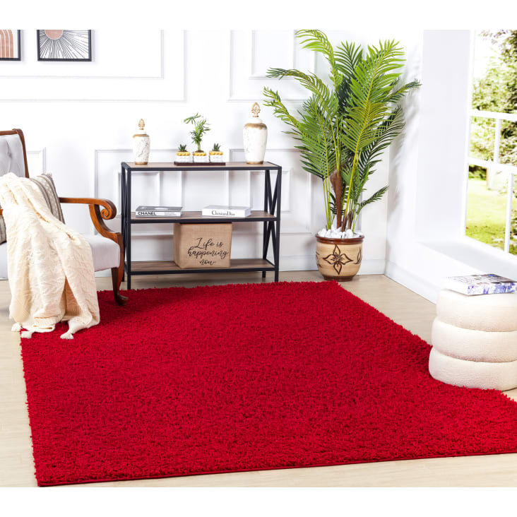 Tappeto Shaggy Moderno Rosso 100x200 Lilly