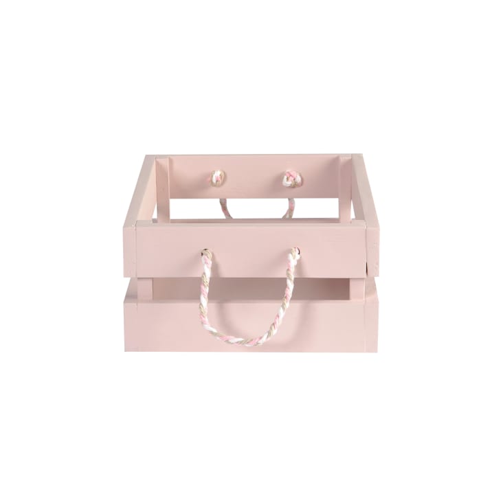 Caja almacenaje infantil artesanal madera pino rosa 39x29x15 cm